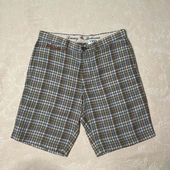 Tommy Bahama Plaid Linen Blend Hawaiian Beach Casual Chino Shorts Men Size 30X9 - Picture 6 of 10